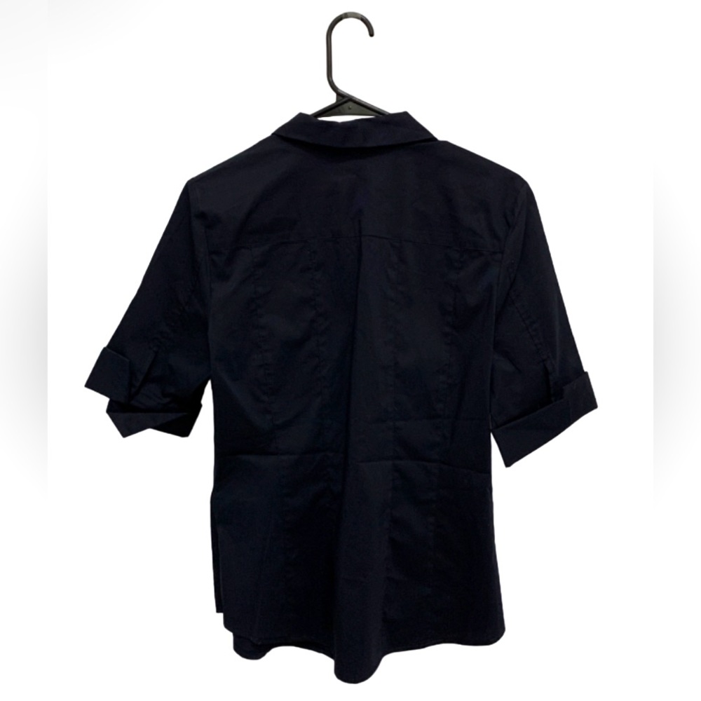 NWT Black Button Up Short Sleeve NY&Co Blouse - Picture 2 of 4